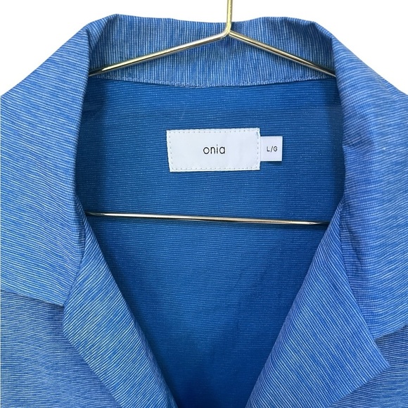 Onia / Men's Blue Short Sleeve Button Down Shirt, Size Large - Picture 2 of 7